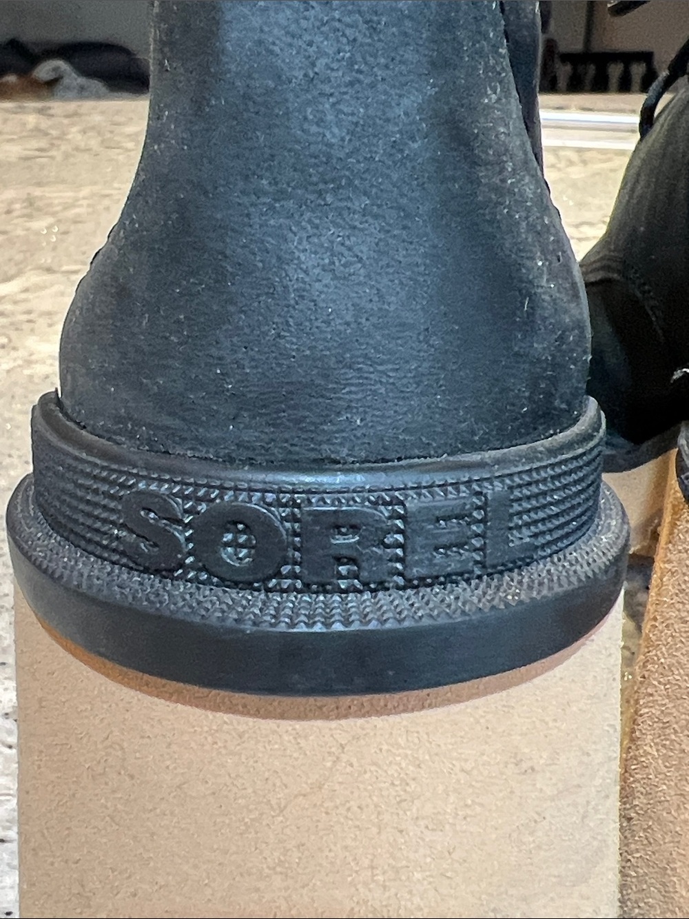 SOREL Hi-Line Heel Lace Waterproof Boots Black Tawny Buff Size 8.5 Like New - Picture 2 of 10